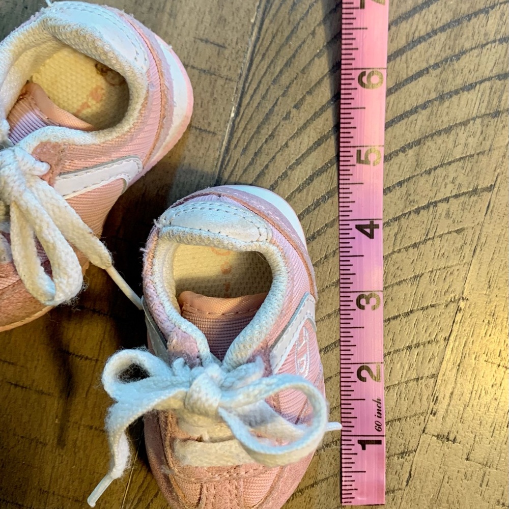 Champion Lace Up Sneakers Nylon and Leather baby sz 1 Lt Pink and White - Picture 5 of 5